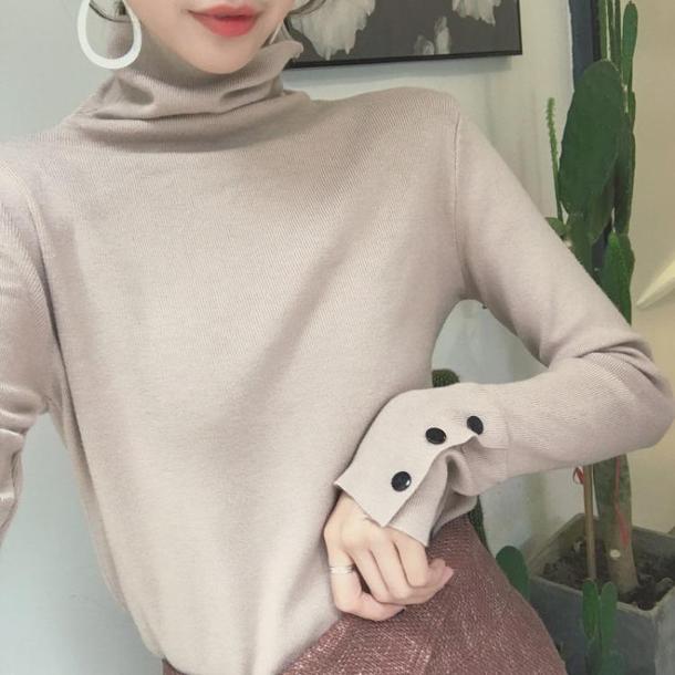 袖ボタンハイネックニット 6416-画像4-韓国ファッション通販POPREA［ポップリア］