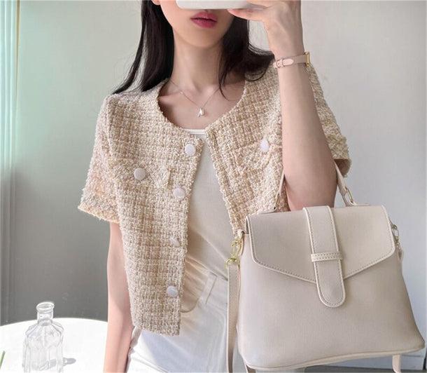 半袖ショートツイードジャケット﻿﻿﻿﻿ 5992-画像4-韓国ファッション通販POPREA［ポップリア］