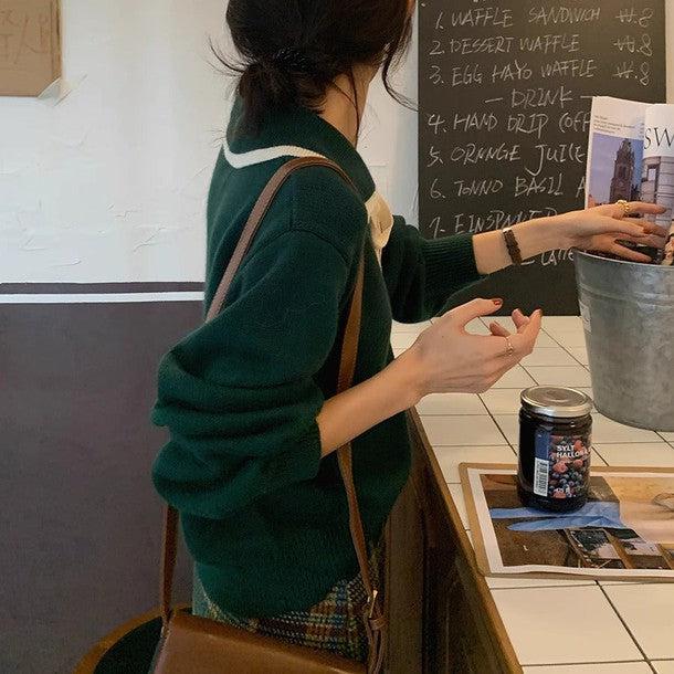 ワイドネックカラーリボンニット 6235-画像4-韓国ファッション通販POPREA［ポップリア］