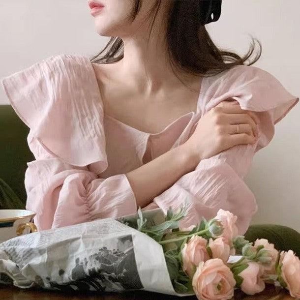 スクエアネックフリルブラウス 6487-画像4-韓国ファッション通販POPREA［ポップリア］