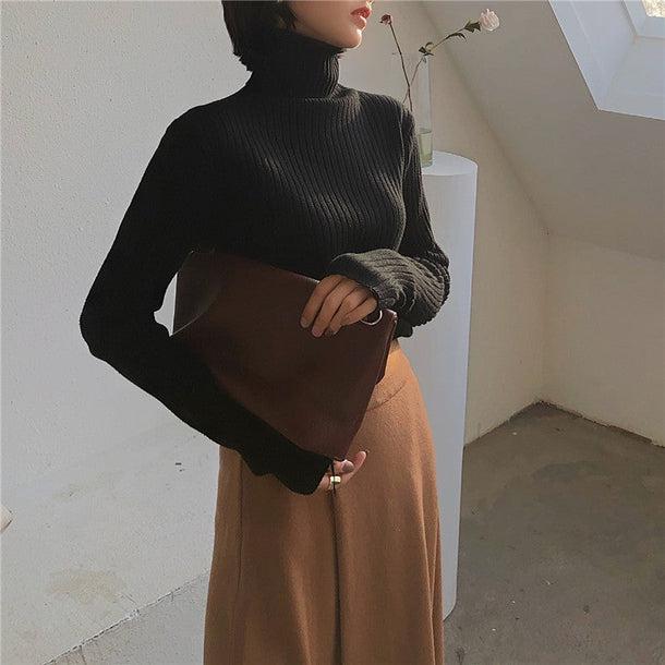 フィンガーホールタートルネックリブニット 6551-画像4-韓国ファッション通販POPREA［ポップリア］