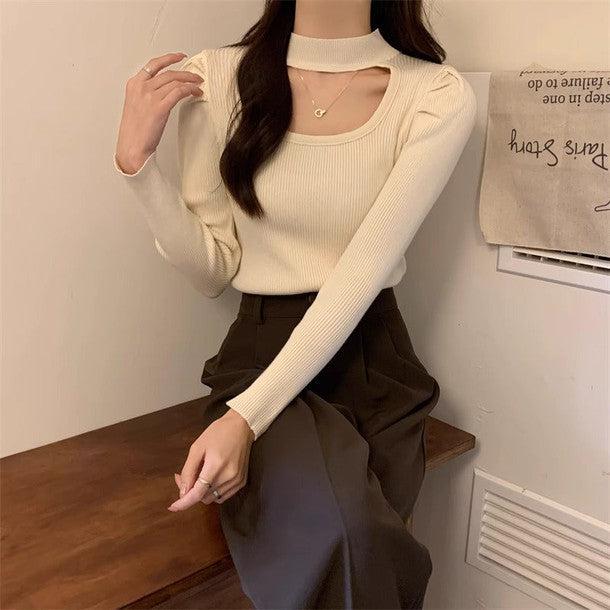 オープンバストハイネックリブニット﻿﻿﻿ 6259-画像4-韓国ファッション通販POPREA［ポップリア］