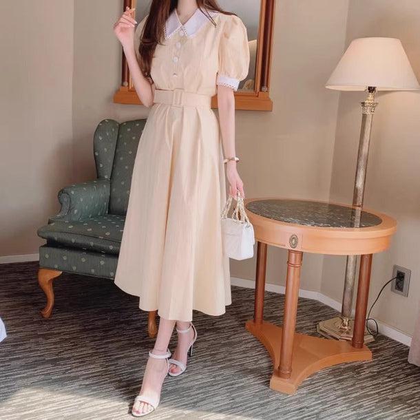 レースカラーレトロワンピース﻿﻿ 6054-画像4-韓国ファッション通販POPREA［ポップリア］