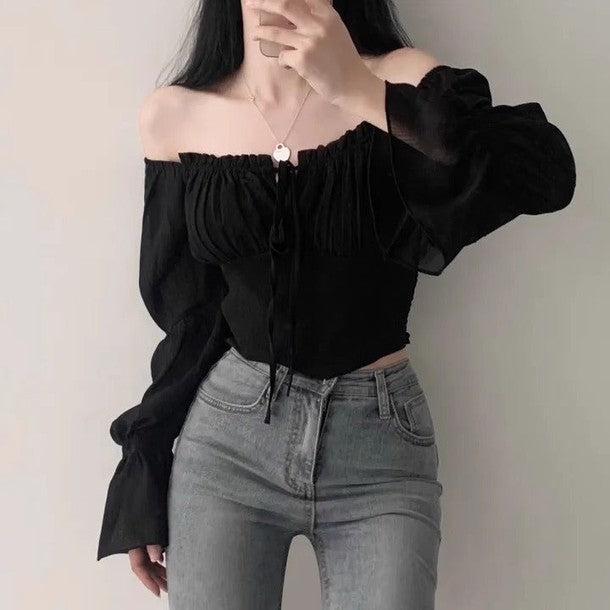 ベルスリーブショートトップス 6550-画像4-韓国ファッション通販POPREA［ポップリア］