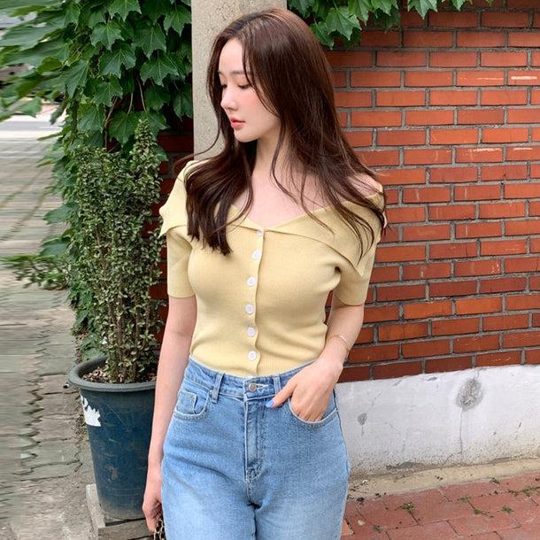 セーラーカラーオフショルトップス 6008-画像4-韓国ファッション通販POPREA［ポップリア］