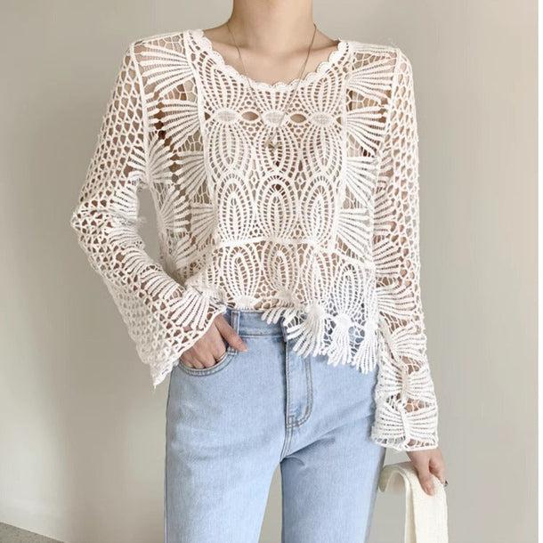 クロシェ長袖ニット 6027-画像4-韓国ファッション通販POPREA［ポップリア］