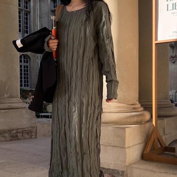 ワッシャーロングスリーブワンピース 6541-画像4-韓国ファッション通販POPREA［ポップリア］