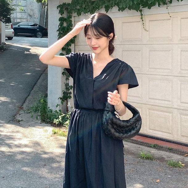 Vネックハイウエストワンピース 6819-画像4-韓国ファッション通販POPREA［ポップリア］