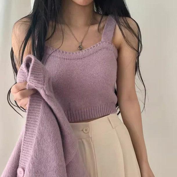 ニットキャミ&ショートカーディガン﻿﻿﻿﻿﻿ 6266-画像4-韓国ファッション通販POPREA［ポップリア］