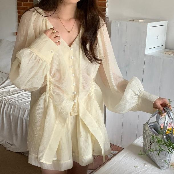 フレンチタイプリーツスリムセットアップ 6011-画像4-韓国ファッション通販POPREA［ポップリア］