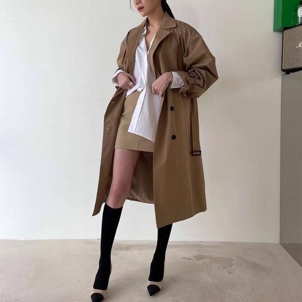 ボリューム袖ダブルブレストトレンチコート﻿ 6509-画像4-韓国ファッション通販POPREA［ポップリア］