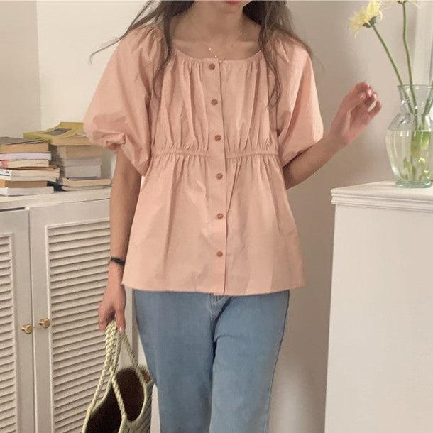 シンプルペプラムブラウス 5985-画像4-韓国ファッション通販POPREA［ポップリア］