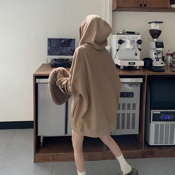 ジップアップオーバーサイズパーカー﻿ 6203-画像5-韓国ファッション通販POPREA［ポップリア］