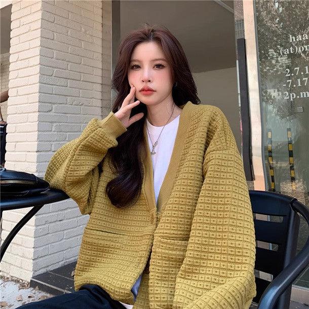 Vネックプルオーバーカーディガン﻿ 6201-画像5-韓国ファッション通販POPREA［ポップリア］