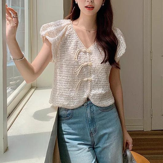 チャイナチックパフスリブラウス﻿﻿﻿ 6058-画像5-韓国ファッション通販POPREA［ポップリア］