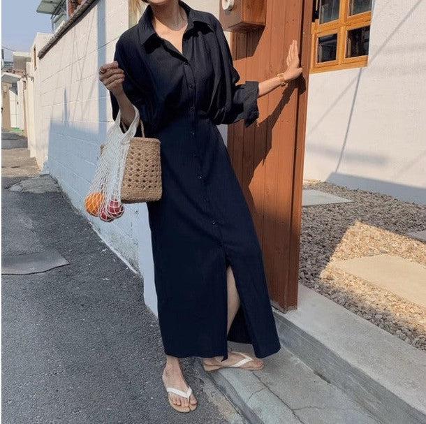 ドルマンスリーブシャツワンピース 6519-画像5-韓国ファッション通販POPREA［ポップリア］