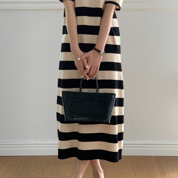 ストライプジャカードルーズニットドレス﻿ 6079-画像5-韓国ファッション通販POPREA［ポップリア］