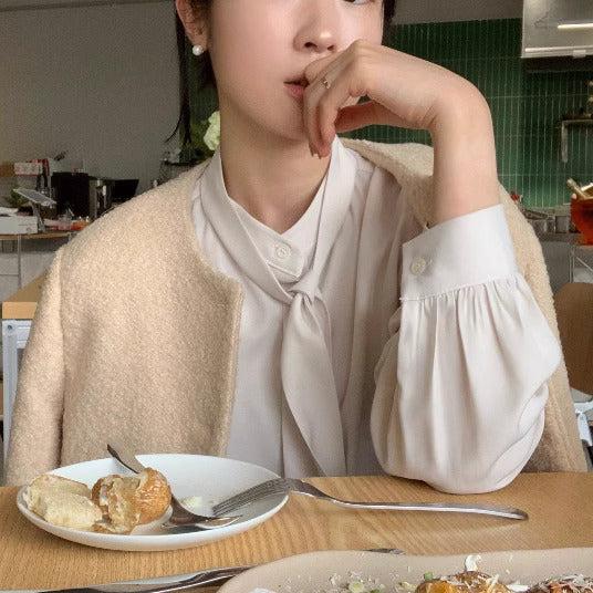 長袖ボウタイブラウス 6357-画像5-韓国ファッション通販POPREA［ポップリア］