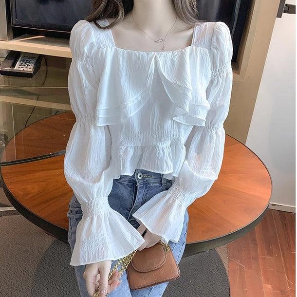 スクエアネックフレアスリーブ﻿﻿ 6112-画像5-韓国ファッション通販POPREA［ポップリア］