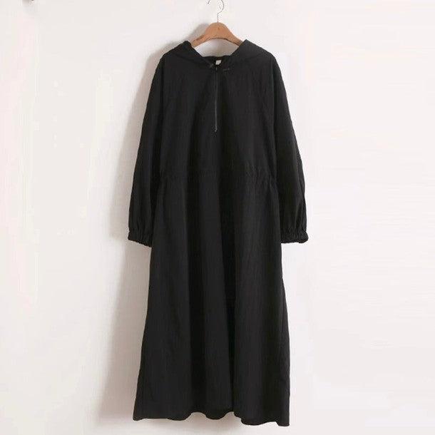 フード付きハーフジップロングワンピース 6405-画像5-韓国ファッション通販POPREA［ポップリア］