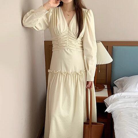 Vネックスプライシングワンピース 6155-画像5-韓国ファッション通販POPREA［ポップリア］