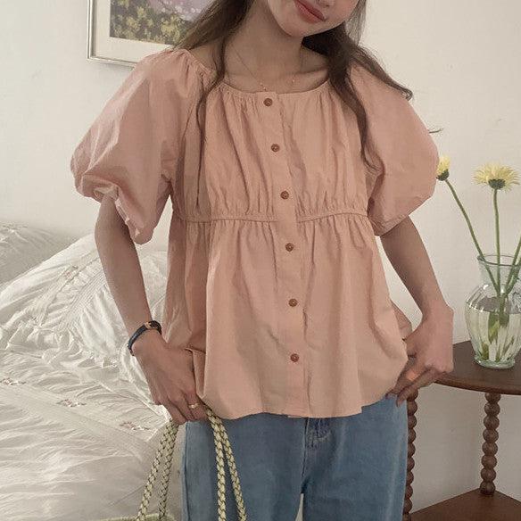 シンプルペプラムブラウス 5985-画像5-韓国ファッション通販POPREA［ポップリア］