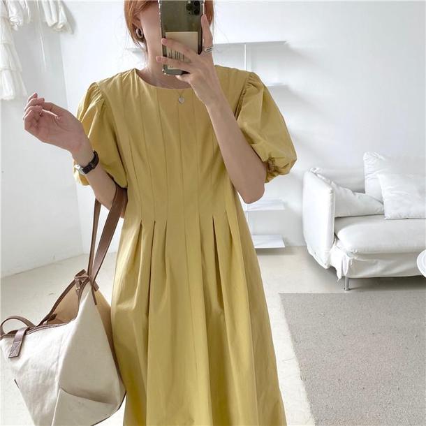 パフスリーブピュアワンピース 6681-画像5-韓国ファッション通販POPREA［ポップリア］