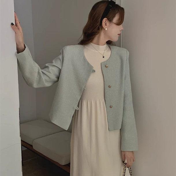 メタルゴールドボタンノーカラージャケット﻿ 6221-画像5-韓国ファッション通販POPREA［ポップリア］