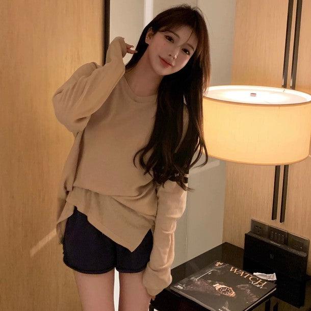 袖ラインベーシックロングTシャツ 6291-画像5-韓国ファッション通販POPREA［ポップリア］