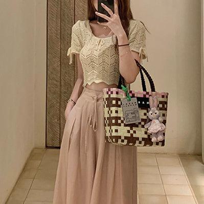 かぎ編みショートサマーニット﻿ 6081-画像5-韓国ファッション通販POPREA［ポップリア］