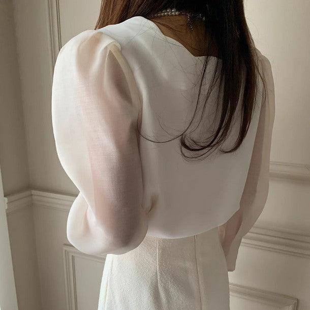 スクエアネックシアーブラウス 6433-画像5-韓国ファッション通販POPREA［ポップリア］