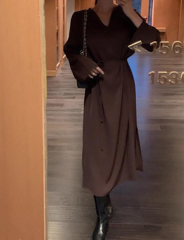 サテンVネックワンピース﻿ 6467-画像5-韓国ファッション通販POPREA［ポップリア］