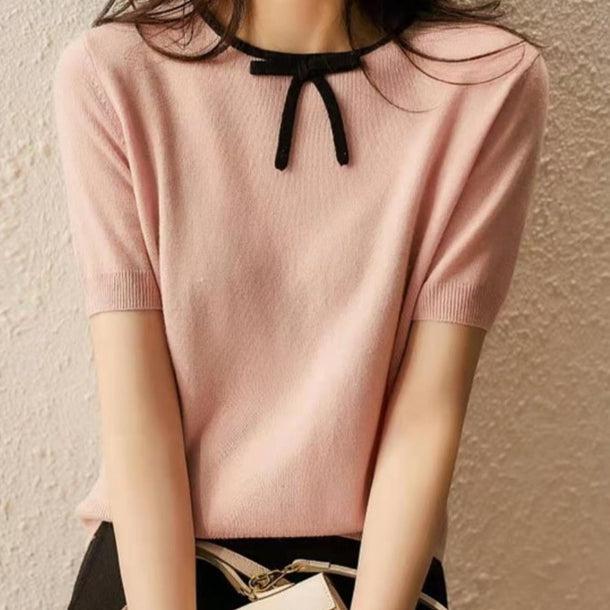 バイカラーバックボタンリボンニット 6141-画像5-韓国ファッション通販POPREA［ポップリア］