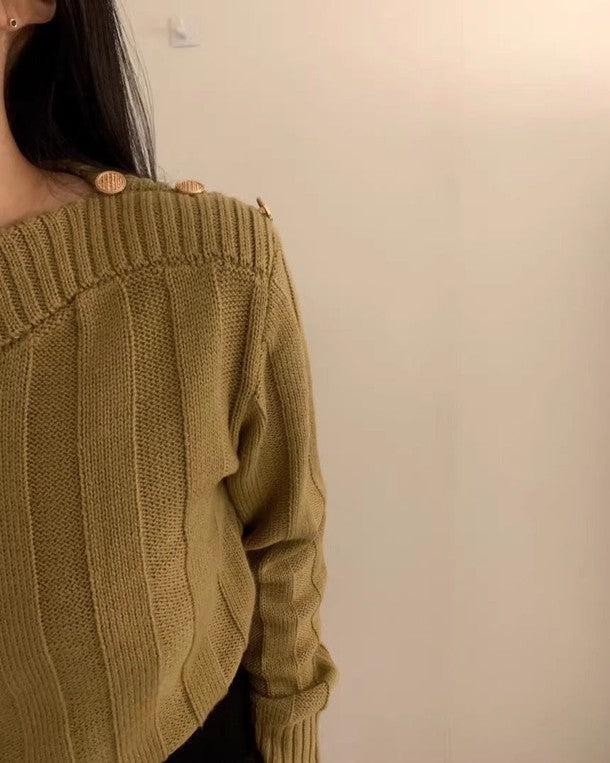 ショルダーゴールドボタンニット 6430-画像5-韓国ファッション通販POPREA［ポップリア］