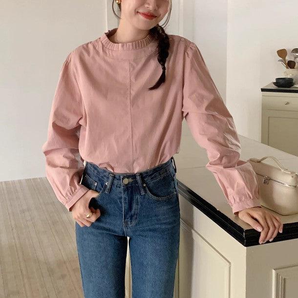 フリルカラーベーシックシャツ 6253-画像5-韓国ファッション通販POPREA［ポップリア］