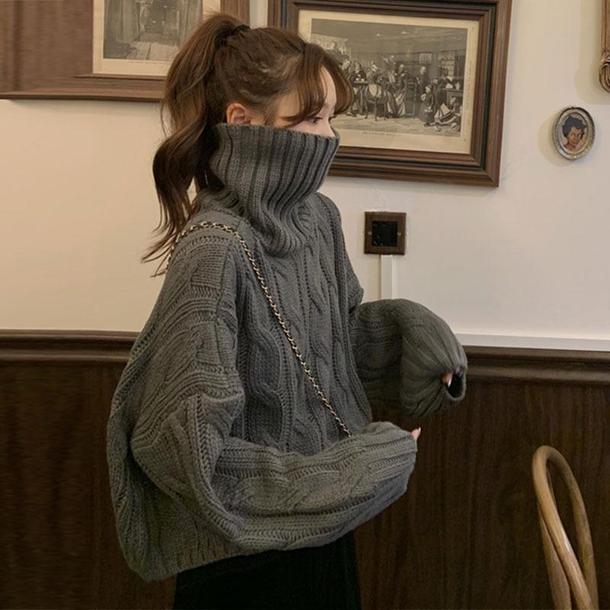 ケーブルタートルニット﻿﻿﻿﻿﻿﻿﻿ 6279-画像5-韓国ファッション通販POPREA［ポップリア］