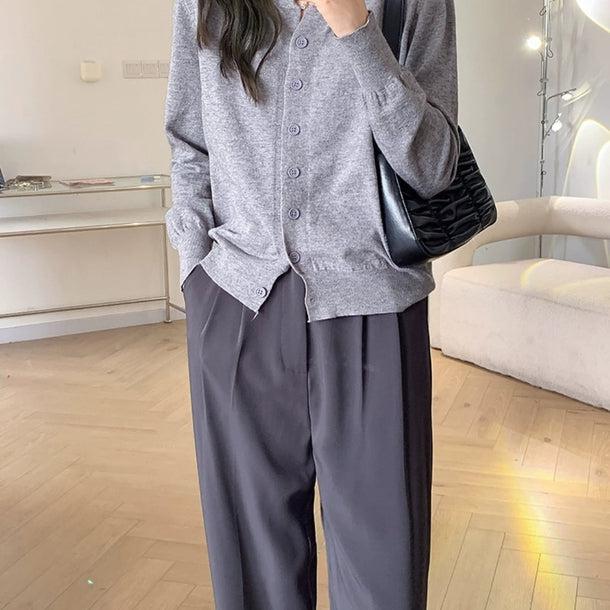 クルーネックニットカーディガン 6170-画像5-韓国ファッション通販POPREA［ポップリア］