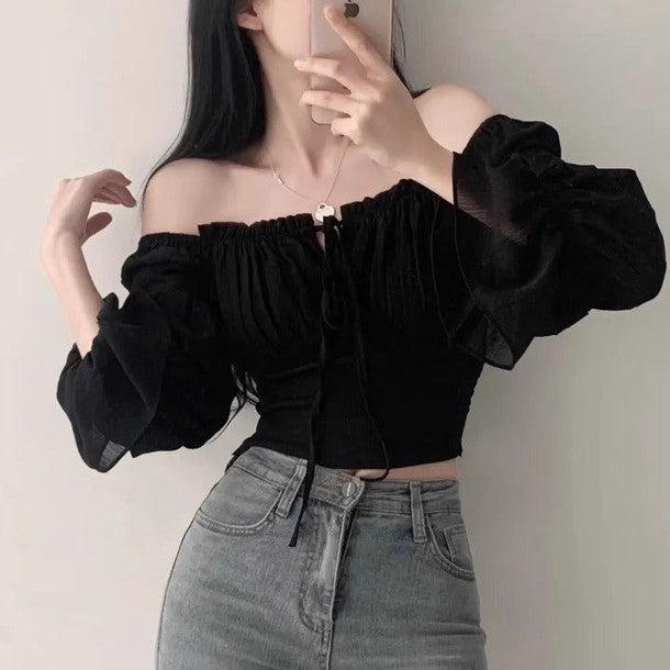 ベルスリーブショートトップス 6550-画像5-韓国ファッション通販POPREA［ポップリア］