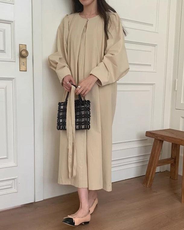 ラウンドネックプリーツワンピース ﻿ 6531-画像5-韓国ファッション通販POPREA［ポップリア］