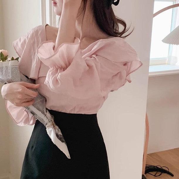 スクエアネックフリルブラウス 6487-画像5-韓国ファッション通販POPREA［ポップリア］