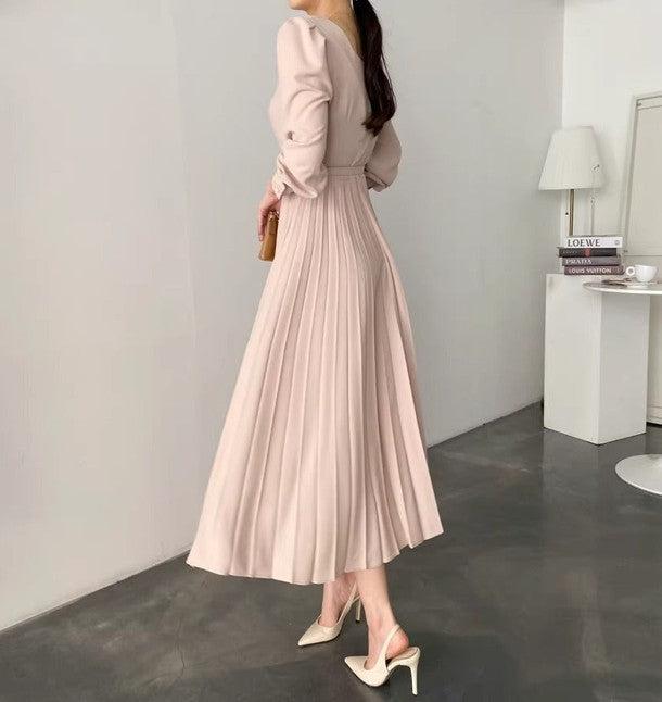 スクエアネックプリーツワンピース 6456-画像5-韓国ファッション通販POPREA［ポップリア］