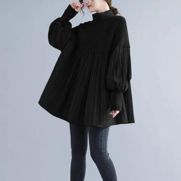 ハイネックニットドッキングプリーツブラウス 6395-画像5-韓国ファッション通販POPREA［ポップリア］