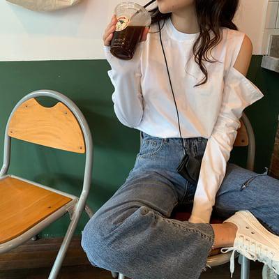 オープンショルダーロングTシャツ﻿﻿﻿﻿﻿ 6270-画像5-韓国ファッション通販POPREA［ポップリア］