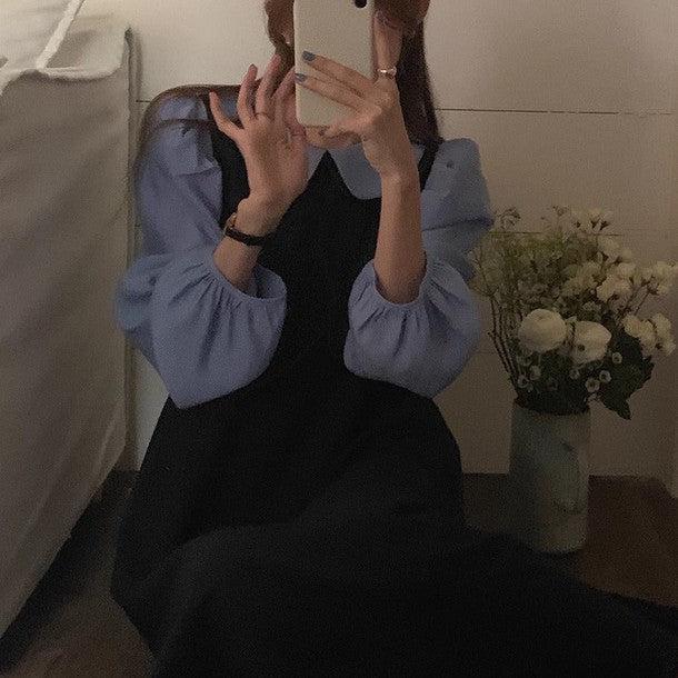 丸襟ブラウスドッキングワンピース 6489-画像5-韓国ファッション通販POPREA［ポップリア］