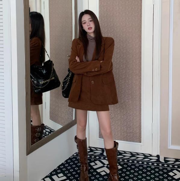 コーデュロイジャケット＆ショートスカート 6365-画像5-韓国ファッション通販POPREA［ポップリア］