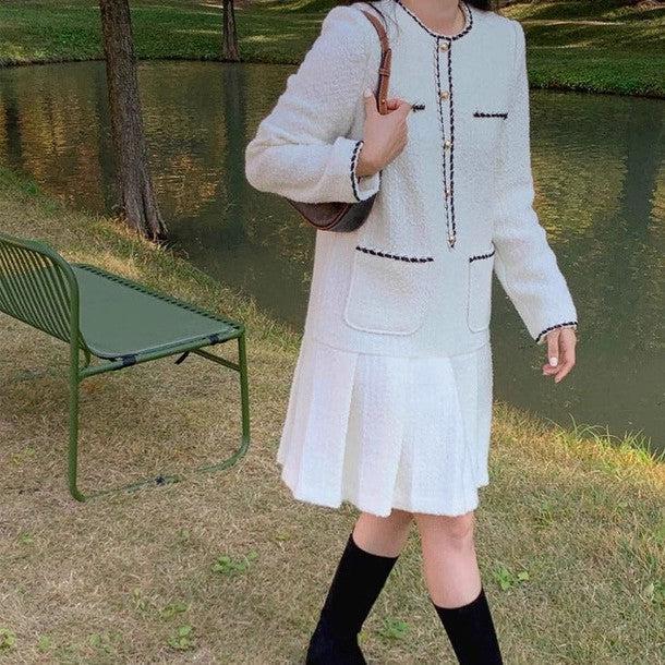 ノーカラーニットドッキングワンピース 6429-画像5-韓国ファッション通販POPREA［ポップリア］