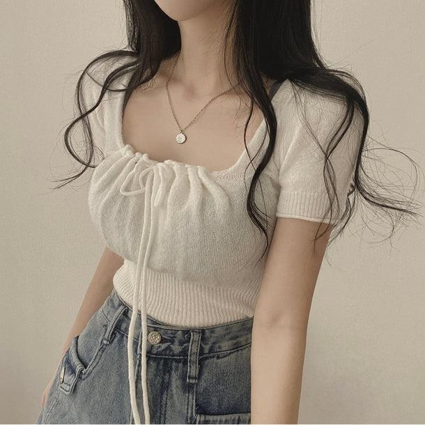 スクエアカラーリボンニット﻿ 6046-画像5-韓国ファッション通販POPREA［ポップリア］