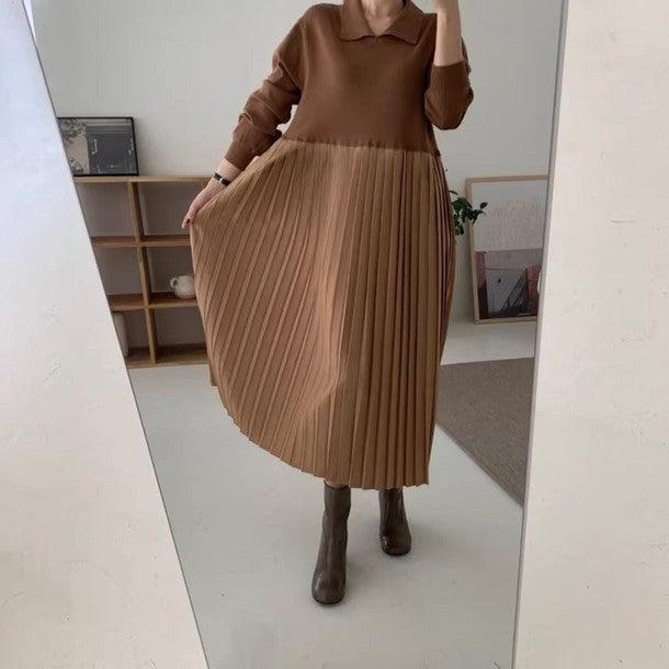 プリーツ切り替えニットロングワンピース﻿﻿﻿﻿﻿ 6263-画像5-韓国ファッション通販POPREA［ポップリア］