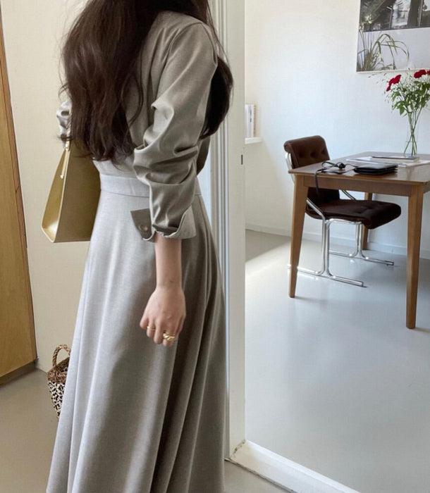 Vネックハイウエストワンピース﻿ 6149-画像5-韓国ファッション通販POPREA［ポップリア］