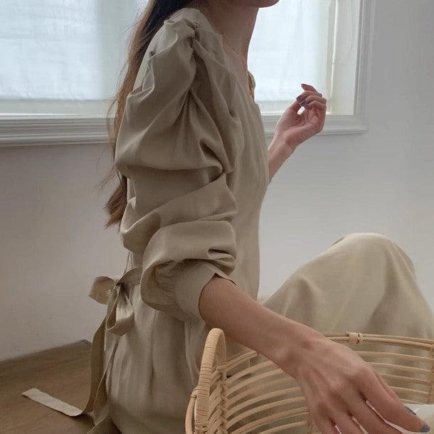 パフショルダーAラインワンピース 6540-画像5-韓国ファッション通販POPREA［ポップリア］